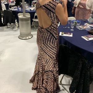 Gorgeous Black and Rose Gold/Bronze Sequin Gown